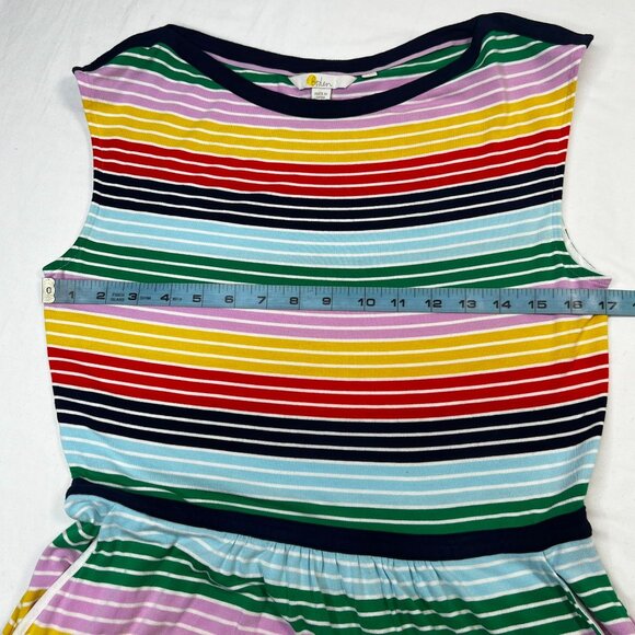 Boden Eleanor Rainbow Striped Midi Dress Sleeveless Boatneck Colorful Jersey 8 L - Picture 7 of 14